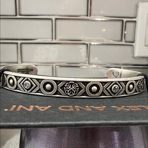 Alex and Ani Silver Cuff with Black and crystal Details